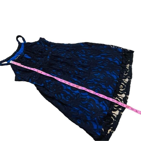 INC International Concepts Blue with Black Lace Overlay Midi Dress - PS - Picture 15 of 16